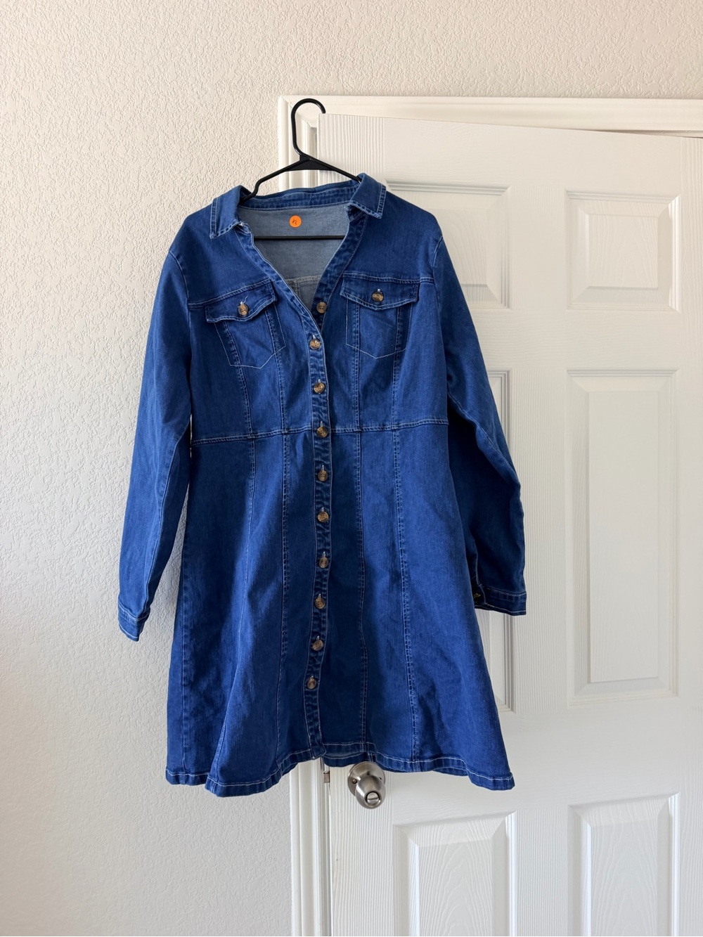 Girls' Blue Denim Button-Front Dress